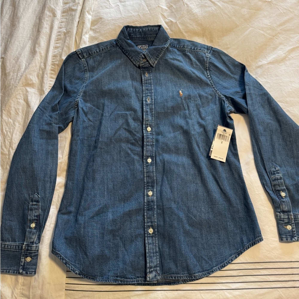 Polo by Ralph Lauren WOMENS NWT Blue Denim Shirt SIZE 8